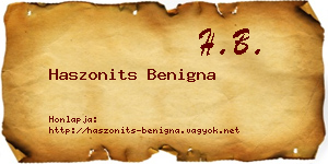 Haszonits Benigna névjegykártya